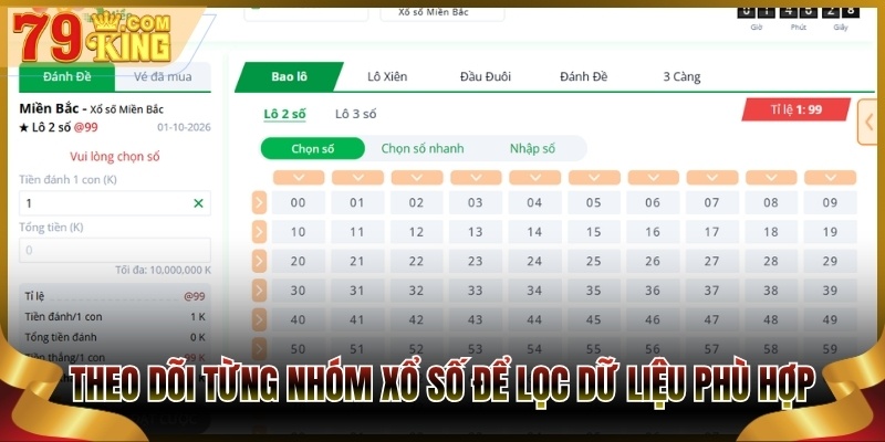 Theo dõi từng nhóm xổ số để lọc dữ liệu phù hợp