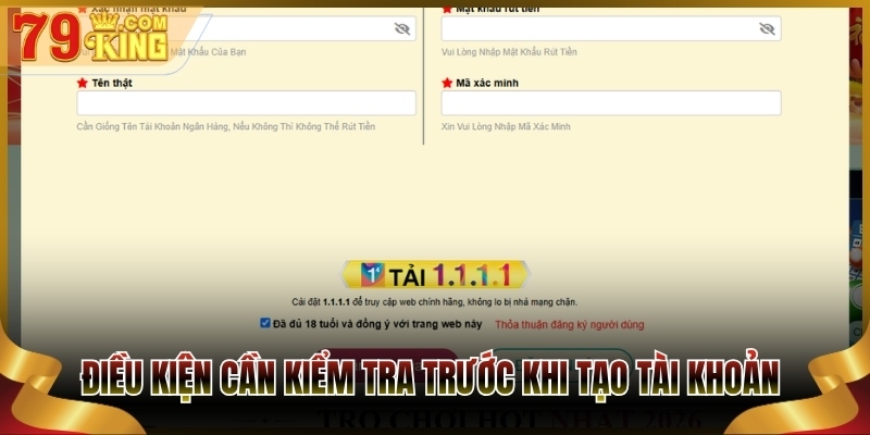 Điều kiện cần kiểm tra trước khi tạo tài khoản 