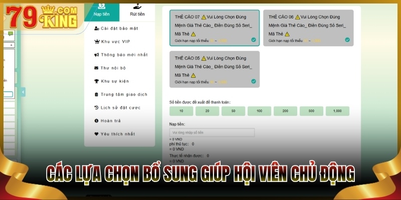 Các lựa chọn bổ sung giúp hội viên chủ động 